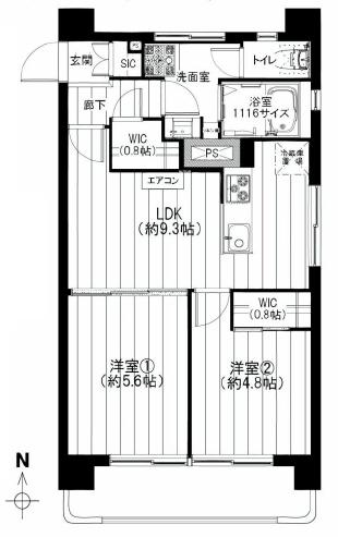 Floor plan. 2LDK, Price 22,900,000 yen, Footprint 47.7 sq m , Balcony area 4.7 sq m