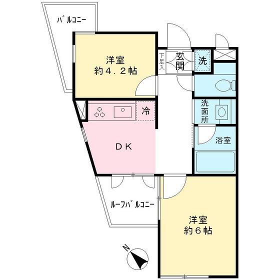 Floor plan. 2DK, Price 15.8 million yen, Occupied area 35.52 sq m , Balcony area 2.88 sq m