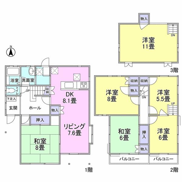 Floor plan. 74,800,000 yen, 6LDK, Land area 179 sq m , Building area 136.78 sq m