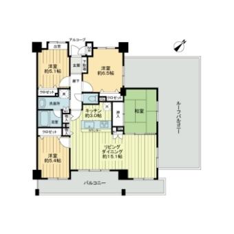 Floor plan. 4LDK, Price 46,800,000 yen, Occupied area 87.21 sq m , Balcony area 14.4 sq m