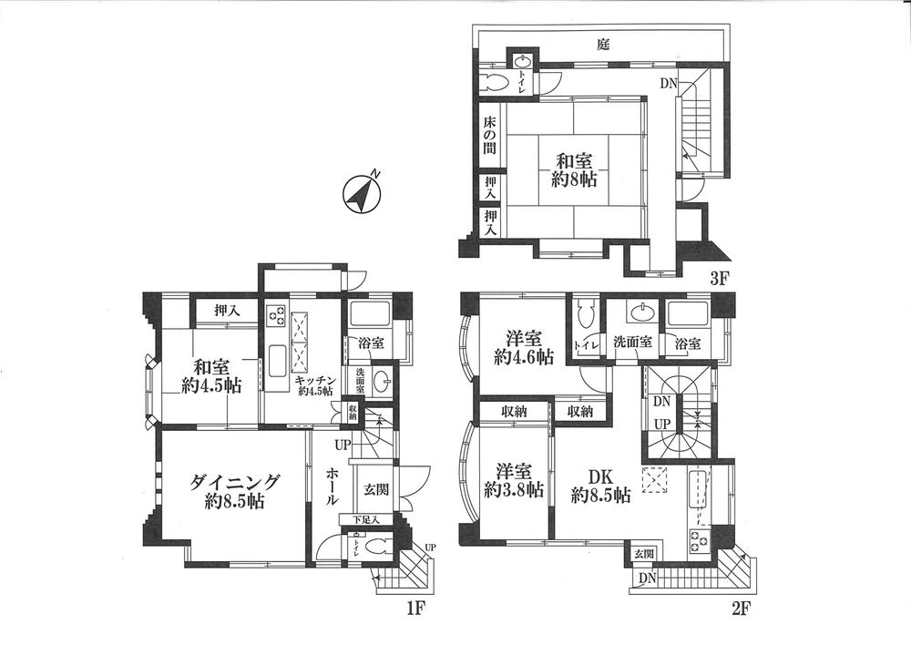 Floor plan. 69,500,000 yen, 3LDDKK, Land area 67.2 sq m , Building area 45.51 sq m