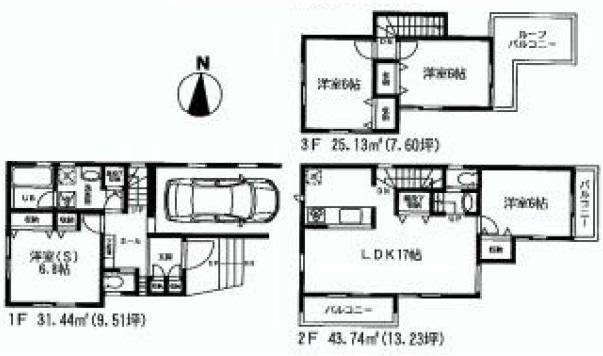 Floor plan. (A Building), Price 62,800,000 yen, 4LDK, Land area 78.65 sq m , Building area 116.14 sq m
