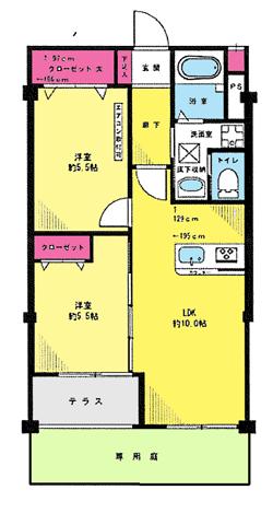 Floor plan. 2LDK, Price 24,800,000 yen, Occupied area 50.22 sq m