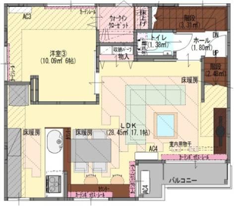 Floor plan. 73,800,000 yen, 3LDK + S (storeroom), Land area 102.82 sq m , Building area 95.19 sq m upstairs floor plan