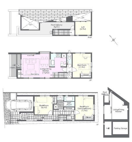 Floor plan. 76,800,000 yen, 3LDK, Land area 81.29 sq m , Building area 93.32 sq m A Building Floor plan