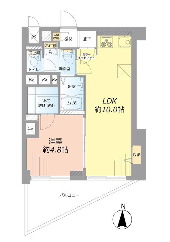 Floor plan. 1LDK, Price 15,990,000 yen, Occupied area 40.05 sq m , Balcony area 5.52 sq m of Mato