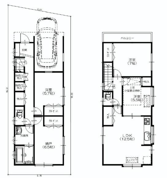 Floor plan. 52,800,000 yen, 3LDK + S (storeroom), Land area 87.25 sq m , Building area 93.95 sq m