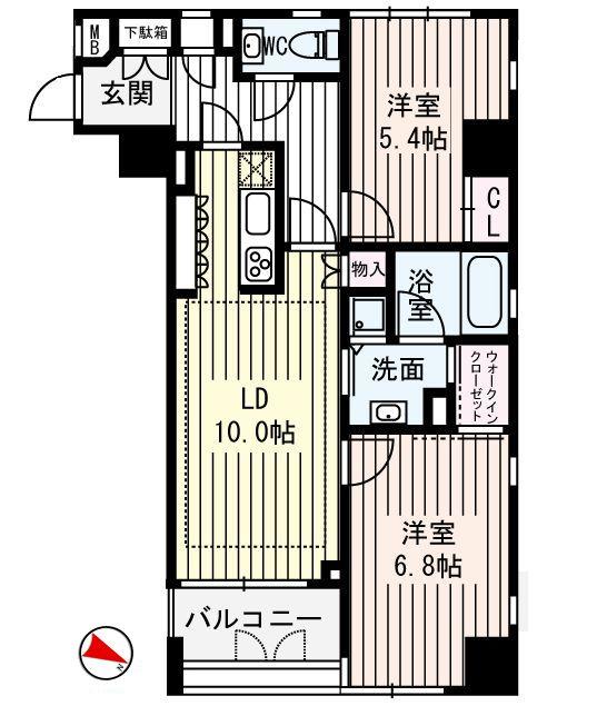 Floor plan. 2LDK + S (storeroom), Price 48,600,000 yen, Occupied area 55.22 sq m , Balcony area 4.25 sq m