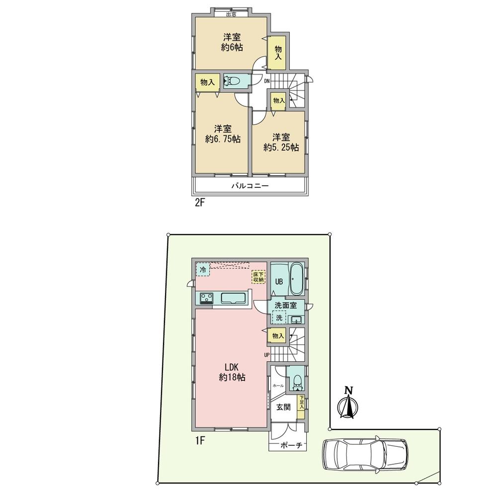 Other building plan example. Land area: 108.09 sq m  2,808 yen Building plan example (A section) Building area: 82.80 sq m  9,720,000 yen