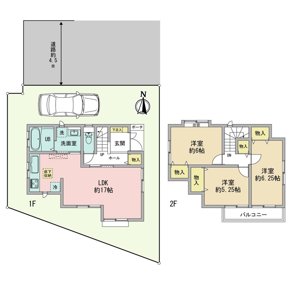 Land area: 100.07 sq m  2,702 yen Building plan example (E compartment) Building area: 79.08 sq m  9,280,000 yen