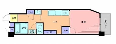 Floor plan. 1DK, Price 9.8 million yen, Footprint 28.6 sq m , Balcony area 3.14 sq m