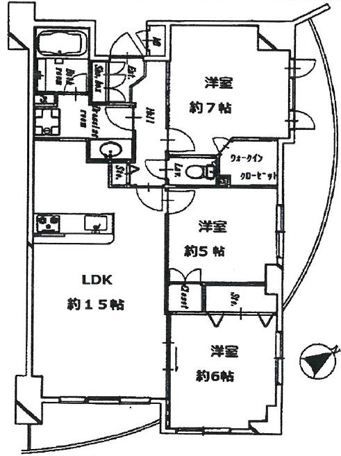 Floor plan. 3LDK, Price 47,800,000 yen, Occupied area 75.95 sq m , Balcony area 13.61 sq m