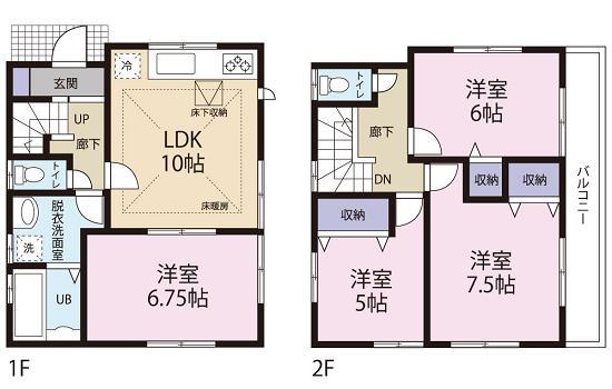 Floor plan. 57,800,000 yen, 4LDK, Land area 87.87 sq m , Building area 84.04 sq m