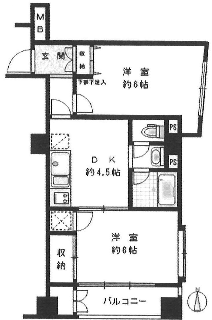 Floor plan. 2DK, Price 26,800,000 yen, Footprint 43.3 sq m , 2DK of good distribution types of balcony area 4.01 sq m usability