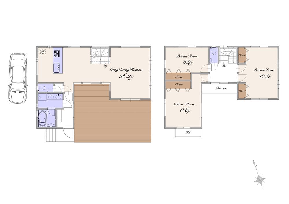 Building plan example (floor plan). Building plan example (C partition) 3LDK, Land price 73,800,000 yen, Land area 142 sq m , Building price 24 million yen, Building area 114 sq m