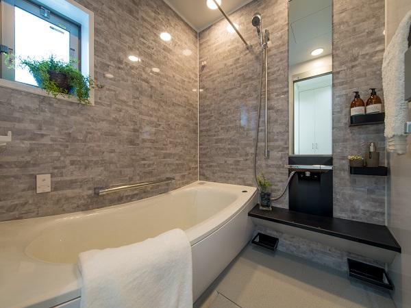 Model house photo. Bathroom eco equipment such as "thermos bathtub" and "air-in shower" was fulfilling. Can you use clean anytime, "Hot Karari floor," "refreshing door". (1 Building bathroom)
