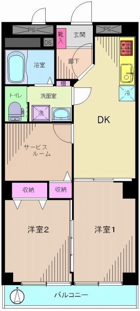Floor plan. 2DK + S (storeroom), Price 25,800,000 yen, Footprint 54.2 sq m , Balcony area 4.2 sq m