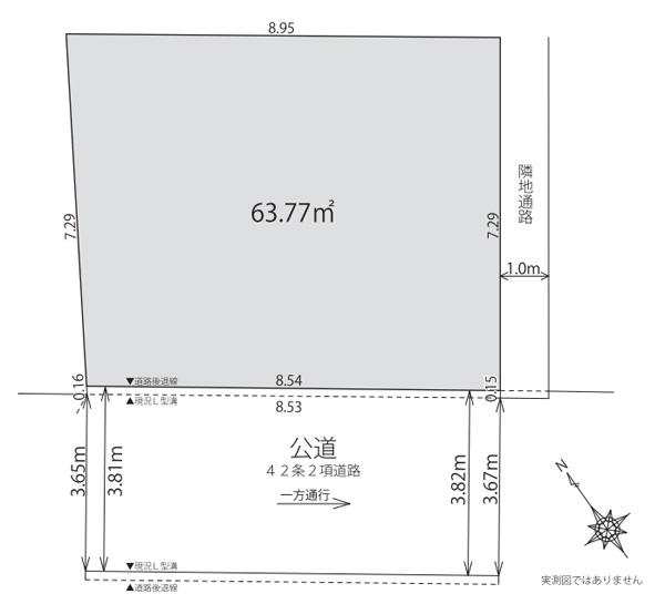 Compartment figure. Land price 52,400,000 yen, Land area 63.77 sq m southwest side of the road, Yang per facing the southeast side adjacent land passage ・ Criticism is a good location. 