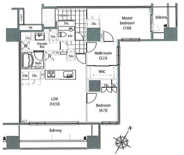 Floor plan. 3LDK, Price 64,800,000 yen, Occupied area 79.88 sq m , Balcony area 18.52 sq m