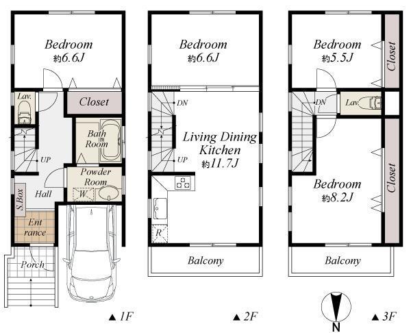 Floor plan. 57,900,000 yen, 4LDK, Land area 55.07 sq m , Building area 93.04 sq m