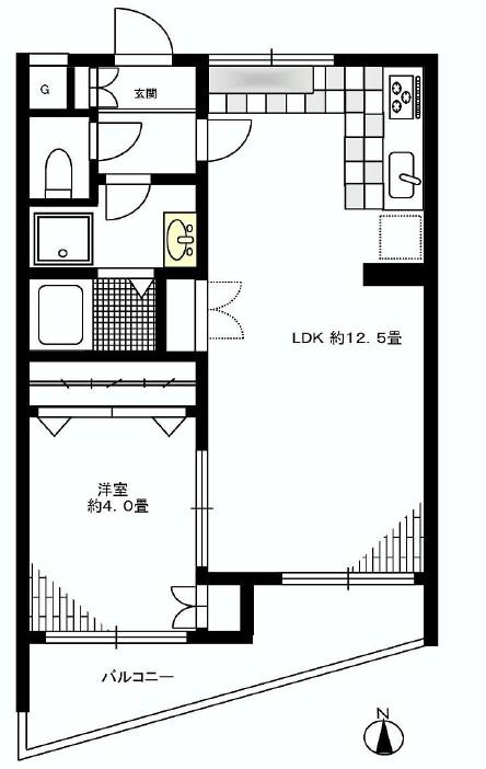 Floor plan. 1LDK, Price 20.8 million yen, Occupied area 39.34 sq m , Balcony area 6.7 sq m