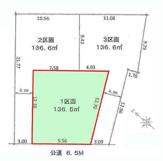 Compartment figure. Land price 55,800,000 yen, Land area 136.5 sq m