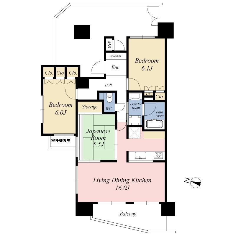 Floor plan. System kitchen 						 / 							Bathroom Dryer 						 / 							Corner dwelling unit 						 / 							LDK15 tatami mats or more 						 / 							Japanese-style room 						 / 							Face-to-face kitchen 						 / 							TV monitor interphone 						 / 							Dish washing dryer 						 / 							BS ・ CS ・ CATV 						 / 							Delivery Box