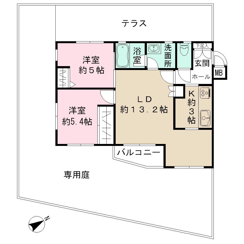 Floor plan. 2LDK, Price 58 million yen, Occupied area 58.61 sq m , Balcony area 3.58 sq m