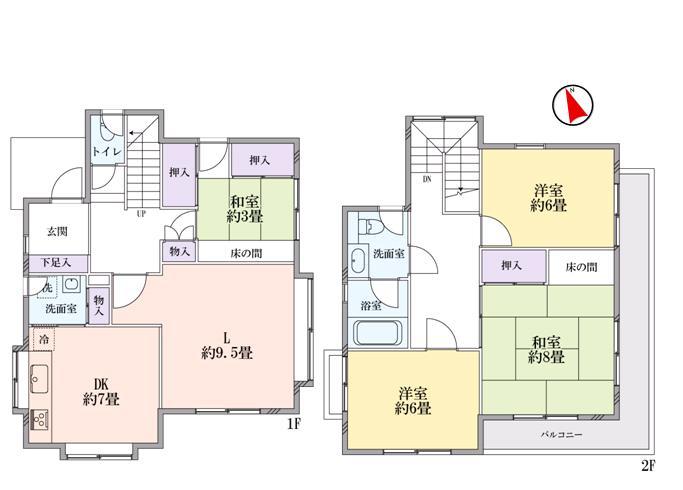 Floor plan. Price 69,800,000 yen, 4LDK, Land area 185.18 sq m , Building area 122.41 sq m