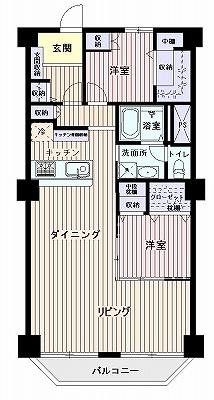 Floor plan. 2LDK, Price 32,800,000 yen, Occupied area 74.12 sq m , Balcony area 5.95 sq m