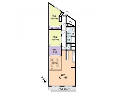 Floor plan. 2LDK, Price 26,800,000 yen, Occupied area 84.68 sq m , Balcony area 7.9 sq m