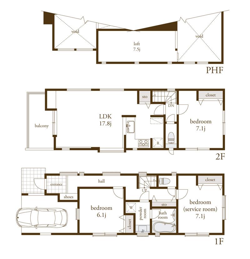 Floor plan. (B Building), Price 76,800,000 yen, 3LDK, Land area 81.29 sq m , Building area 97.3 sq m