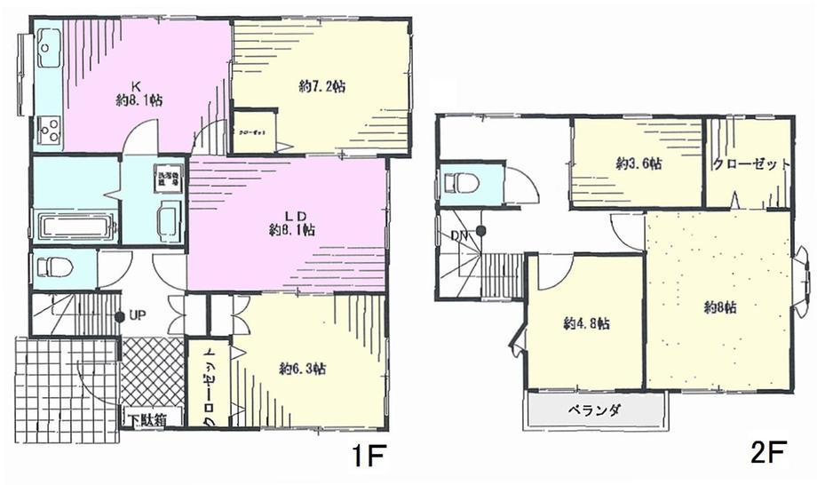 Floor plan. 39,800,000 yen, 5LDK, Land area 119.72 sq m , Building area 114.53 sq m