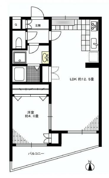 Floor plan. 1LDK, Price 20.8 million yen, Occupied area 39.34 sq m , Balcony area 6.7 sq m