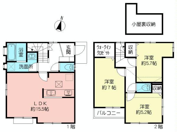 Floor plan. 47,800,000 yen, 3LDK, Land area 80 sq m , Building area 82.38 sq m Floor