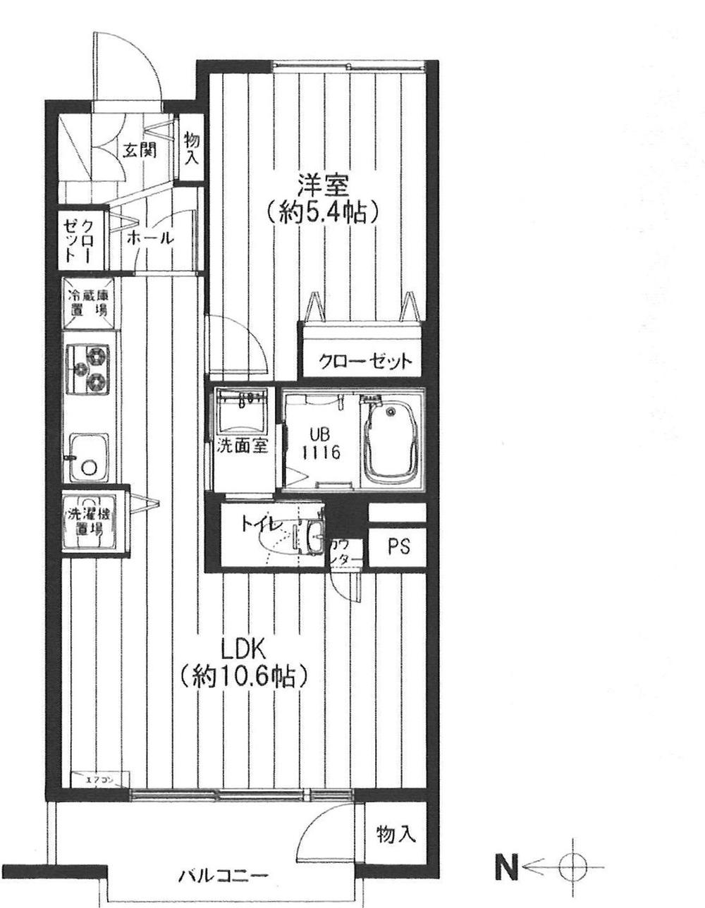 Floor plan. 1LDK, Price 21,990,000 yen, Occupied area 38.43 sq m , Full renovation of the balcony area 3.98 sq m functional 1LDK type ・ Mansion