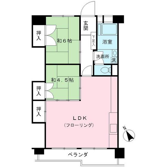 Floor plan. 2LDK, Price 19,640,000 yen, Occupied area 55.37 sq m