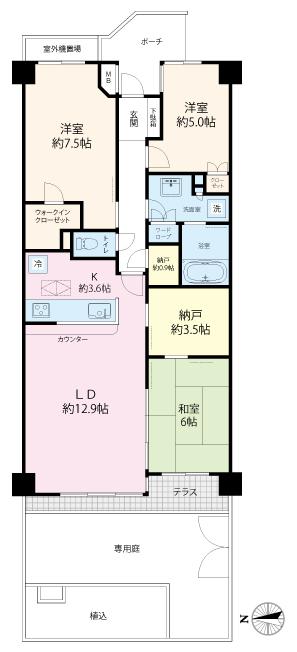 Floor plan. 3LDK + S (storeroom), Price 47,800,000 yen, Occupied area 81.71 sq m , Balcony area 4.63 sq m