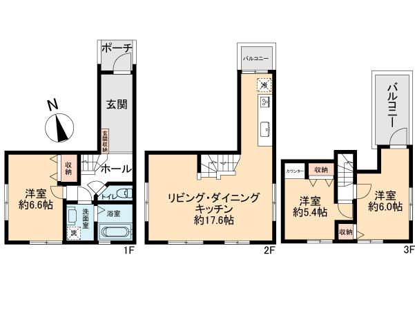 Floor plan. 55 million yen, 3LDK, Land area 64.16 sq m , Building area 82.96 sq m