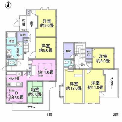 Floor plan. 6L of building area 188.45 square meters (about 57.00 square meters) ・ D ・ K type. It is the current state vacancy.