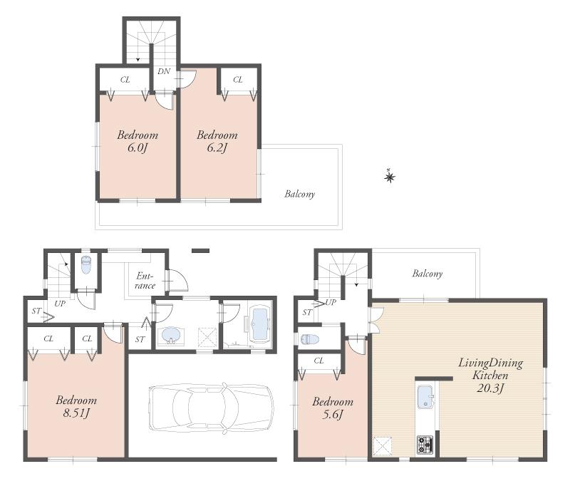 Floor plan. 62,800,000 yen, 4LDK, Land area 111.43 sq m , Building area 137.38 sq m