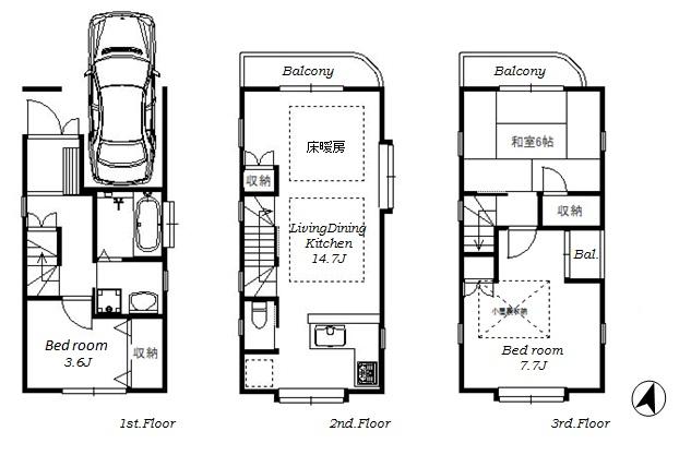 Floor plan. 49,800,000 yen, 3LDK, Land area 49.23 sq m , Building area 77.62 sq m