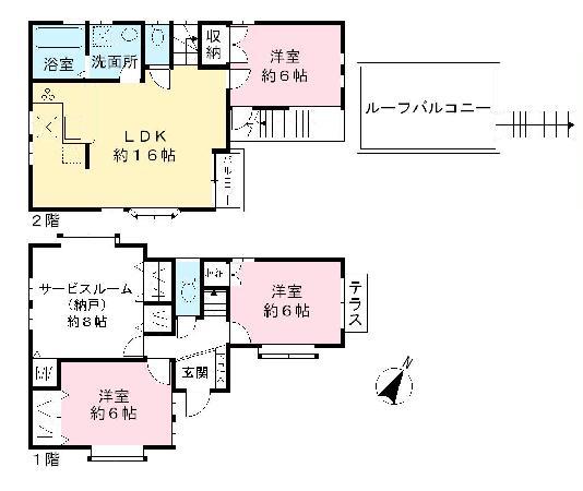 Floor plan. 64,800,000 yen, 3LDK + S (storeroom), Land area 95.67 sq m , Building area 90.71 sq m