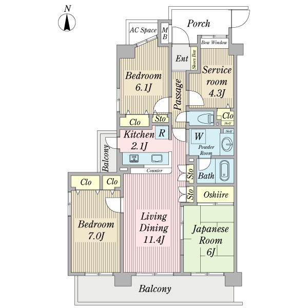 Floor plan. 3LDK+S, Price 44,800,000 yen, Footprint 83.3 sq m , Balcony area 14.25 sq m floor plan