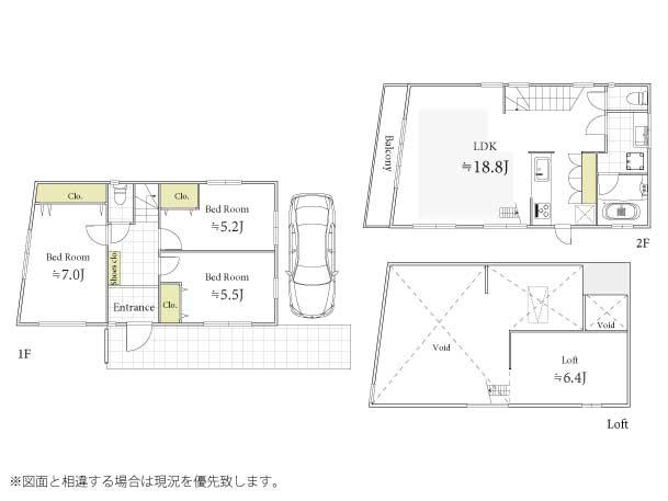 Floor plan. 74,800,000 yen, 3LDK, Land area 94.69 sq m , Building area 85.06 sq m