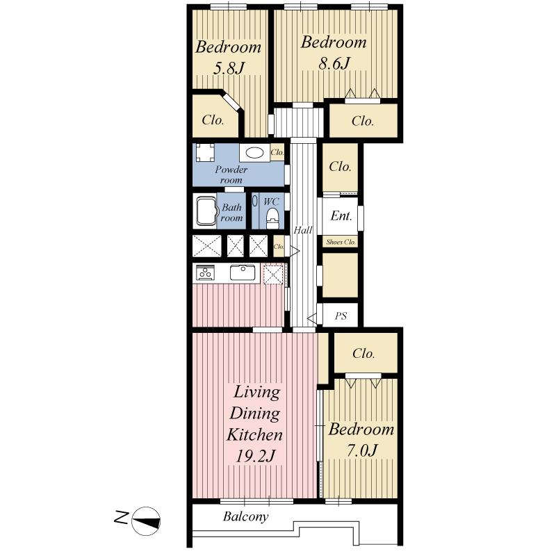 Floor plan. 3LDK, Price 39,800,000 yen, Footprint 107.59 sq m , Balcony area 10.85 sq m