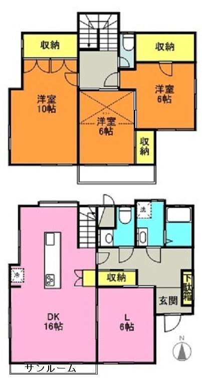 Floor plan. 59,800,000 yen, 3LDK, Land area 117 sq m , Building area 107.66 sq m
