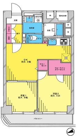 Floor plan. 2DK + S (storeroom), Price 27,800,000 yen, Occupied area 47.24 sq m , Balcony area 5.48 sq m