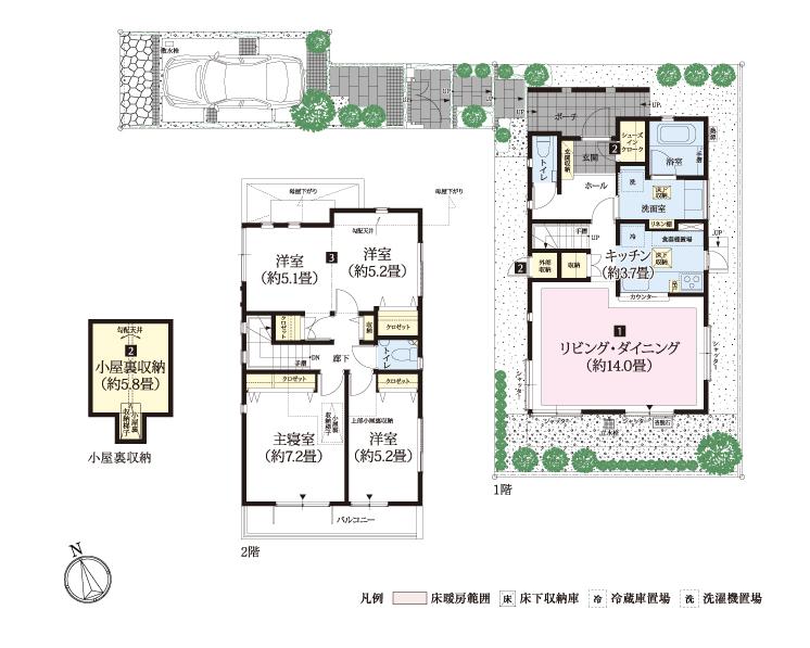 Floor plan. (No.5), Price 86,200,000 yen, 3LDK, Land area 128.45 sq m , Building area 96.6 sq m