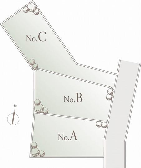 Compartment figure. Land price 76,900,000 yen, Land area 135.54 sq m sectioning view ※ Not a survey map